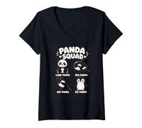 Femme Panda Squad Orca Bird Pingouin Mignon Animaux Noirs et Blancs T-Shirt avec Col en V