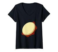 Femme Pandeiro Instrument Musicien Brésil Samba T-Shirt avec Col en V