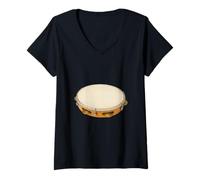 Femme Pandeiro Instrument Musicien Brésil Samba T-Shirt avec Col en V