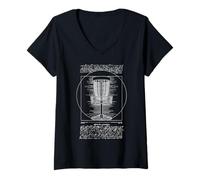 Femme Panier de golf Vitruvian Disc Funny Leonardo Da Vinci Vintage T-Shirt avec Col en V