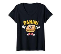 Femme Panini Sandwich Drôle Italien Brainrot Meme Sandwich T-Shirt avec Col en V
