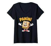 Femme Panini Sandwich Drôle Italien Brainrot Meme Sandwich T-Shirt avec Col en V
