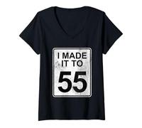 Femme Panneau « 55 Speed Limit » « I Made It to 55th Birthday » T-Shirt avec Col en V