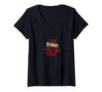 Femme Panneau d'affichage vintage I Just Got Lucky Ironic T-Shirt avec Col en V