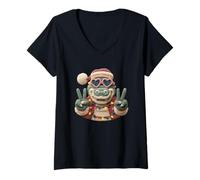 Femme Panneau de Paix Amusant en Forme de Crocodile avec Motif Animal Mignon T-Shirt avec Col en V