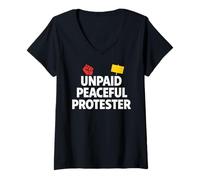 Femme Panneau de Protestation Non payé pour manifestants pacifiques T-Shirt avec Col en V