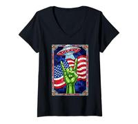 Femme Panneau Humoristique Rock on en Verre teinté Alien OVNI Sci FI T-Shirt avec Col en V