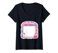 Femme Panneau « It's My 15th Birthday » avec Inscription « My Shirt » pour Fille de 15 Ans T-Shirt avec Col en V