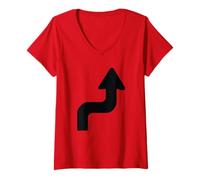 Femme Panneau Routier Dangerous Curves T-Shirt avec Col en V