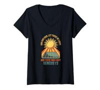 Femme Panneau Solaire « and God Said Let There Be Light » T-Shirt avec Col en V