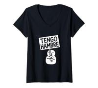 Femme Panneau Tengo Hambre Cute I'm Hungry! T-Shirt avec Col en V