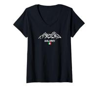 Femme Panoramique montagnard Vacances de Ski Apres-Ski Dolomites T-Shirt avec Col en V