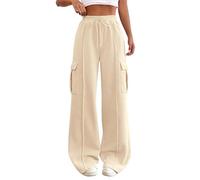 Femme Pantalon De Travail avec Poches Cordon De Serrage Taille Haute Pantalon De Travail Couleur Pure Coupe Droite Rue Casual Trousers de Sport Tendance Confort Léger Amincissement Pants Jogging