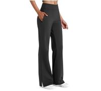 Femme Pantalon de Yoga Fluide Jambe Large Pant Taille Haute Élastique Leggings Décontractés Pants avec Cordon de Serrage/Poches Contrôle du Ventre Grande Taille pour Pilates, Danse, Fitness, Sport