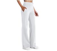 Femme Pantalon de Yoga Fluide Jambe Large Pant Taille Haute Élastique Leggings Décontractés Pants avec Cordon de Serrage/Poches Contrôle du Ventre Grande Taille pour Pilates, Danse, Fitness, Sport