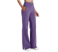 Femme Pantalon de Yoga Fluide Jambe Large Pant Taille Haute Élastique Leggings Décontractés Pants avec Cordon de Serrage/Poches Contrôle du Ventre Grande Taille pour Pilates, Danse, Fitness, Sport