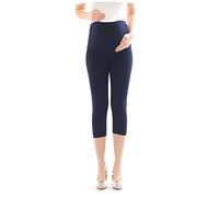 Femme Pantalon maternité Enceinte-Legging Grossesse Capri 3/4 Leggings de Coton Blue foncé M