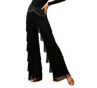 Femme Pantalons avec Franges Danse Jazz Pantalon Moderne Salle Salsa | Pantalon Swing,Jambe Large,Taille Élastique,Spectacles,Entraînement De Danse,Rumba,Salle,Tango,Du Vals,Moderne,Gymnastique