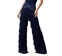 Femme Pantalons avec Franges Danse Jazz Pantalon Moderne Salle Salsa | Pantalon Swing,Jambe Large,Taille Élastique,Spectacles,Entraînement De Danse,Rumba,Salle,Tango,Du Vals,Moderne,Gymnastique