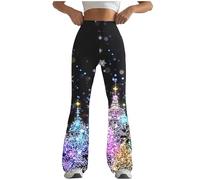 Femme Pantalons Brillant Années 70 Jambe Large Legging de Sport évasé Pantalons de Loisirs Pantalon Bootcut Fitness Sports Yogo Disco Clubwear Pantalon de Yoga Imprimé à Sequins Danse Costume