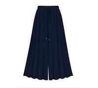 Femme Pantalons Jupe-Culotte Pantalon de Jogging Large Overdose Taille Haute Pantalon Large ceinturé (48, Bleu)