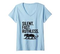 Femme Panthère silencieuse, Rapide et impitoyable T-Shirt avec Col en V