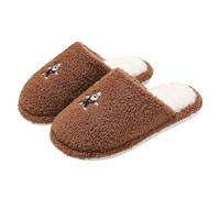 Femme Pantoufles Plates Chaussons d'intérieur murmurant Le Confort pour Femmes avec Motif Chiot animé Style Chaleur Domestique idéale pour la Saison Froide et Les Moments cocooning en(Brown, 39)