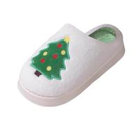 Femme Pantoufles Plates Chaussons Thermiques Mignons antidérapants pour intérieur Hiver (White, 41)