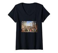 Femme Paolo Veronese The Wedding at Cana T-Shirt avec Col en V