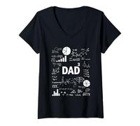 Femme Papa à Cube Troisième Fois Papa Math Third Power Father T-Shirt avec Col en V