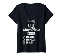 Femme Papa Alibi Fille Magnifique T-Shirt avec Col en V