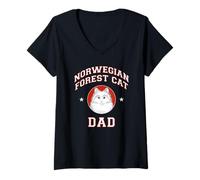 Femme Papa de Chat des forêts norvégiennes T-Shirt avec Col en V