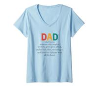 Femme Papa Définition Inspiration Protection Conseils Blagues Amour T-Shirt avec Col en V