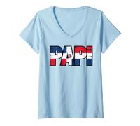 Femme Papa Drapeau Dominicain Proud Dad from The Caribbean Dad T-Shirt avec Col en V