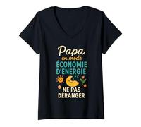 Femme Papa en Mode Économie d'Énergie Ne Pas Déranger T-Shirt avec Col en V