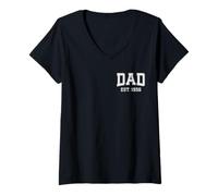 Femme Papa Est 1956 Personnalisé Papa Personnalisé Fête des Pères Personnalisé T-Shirt avec Col en V