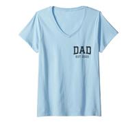 Femme Papa Est 2025 personnalisé Papa personnalisé mari, père, grand-père T-Shirt avec Col en V