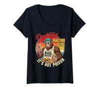 Femme Papa Fiscal Humour Funny Dad Making Sure It's Not Poison Bigfoot T-Shirt avec Col en V