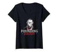 Femme Papa fondateur Patrick Henry 4 Juillet T-Shirt avec Col en V