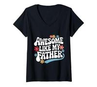 Femme Papa génial comme Mon père T-Shirt avec Col en V