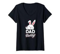 Femme Papa Lapin Egg Hunting Family Matching Easter T-Shirt avec Col en V