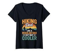 Femme Papa randonneur drôle comme un père randonneur ordinaire Fête des Pères T-Shirt avec Col en V