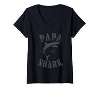 Femme Papa Shark classique vintage T-Shirt avec Col en V