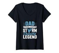 Femme Papa The Storm Chasing Legend Météorologie Storm Chasing T-Shirt avec Col en V