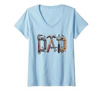 Femme Papa Tools Bricoleur Père Mécanicien Constructeur T-Shirt avec Col en V