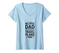 Femme Papa utile appréciant Son Temps de Voyage T-Shirt avec Col en V