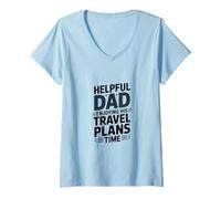 Femme Papa utile appréciant Son Temps de Voyage T-Shirt avec Col en V