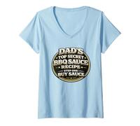 Femme Papas Top Secret Recette de Sauce Barbecue Funny Grill Dad T-Shirt avec Col en V