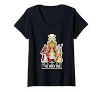 Femme Pape catholique Saint Religieux Vatican T-Shirt avec Col en V