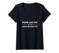 Femme Pape Léon XIV Cardinal Robert Prevost Église catholique Paix T-Shirt avec Col en V
